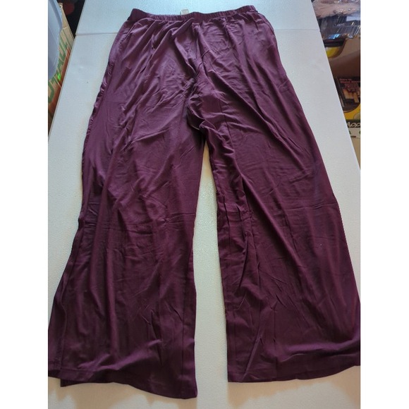 Retreat by Rhonda Shear Maroon Lounge Pants XL Rayon Blend Elastic Waist 8115 - Picture 1 of 3